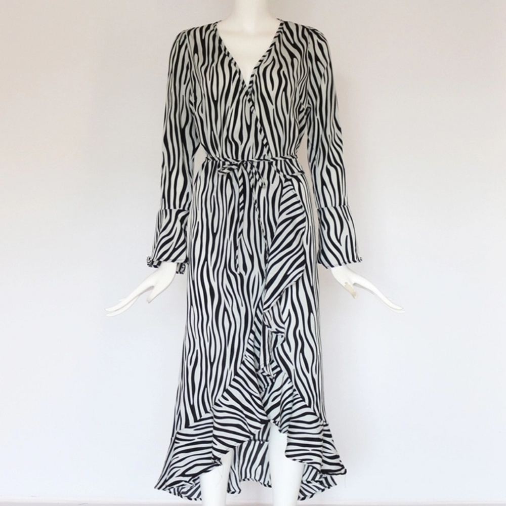 New Sexy Wrap Zebra Print Dress - Picture 2 of 6
